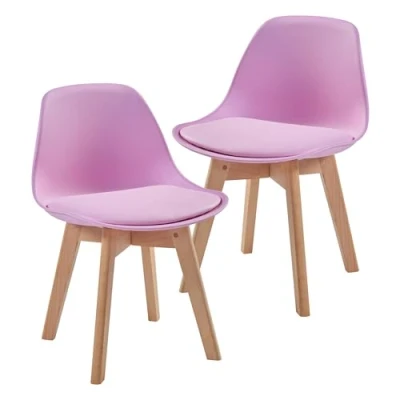 Imagen de [en.casa] Set de 2 Sillas para Niños Acolchados Juego Asientos Infantiles Respaldo Ergonómico Habitación Infantil Plástico Haya Polipiel 56 x 38 33 cm Rosa