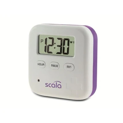 Imagen de Scala 20821 Pastillero (4 compartimentos, 5 alarmas, 45 g), color blanco