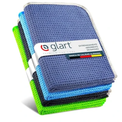 Imagen de Glart Pack de 4 paños cocina microfibra absorbentes para secar cristal, menaje cocina, vajilla y el baño, 70 x 50 cm, Rojo