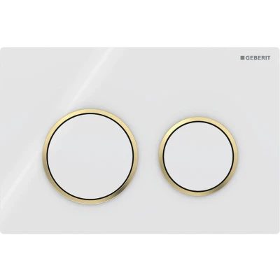 Imagen de Geberit Pulsador Omega20, Para Doble Descarga: Blanco/Dorado/Blanco (115.085.KK.1)