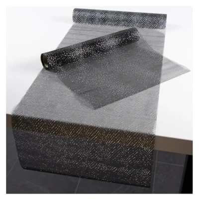 Imagen de com four® 2X Camino de Mesa Navidad Cinta Decorativa con Motivo navideño Decoración para 30 x 500 cm [la selección varía] (2 Piezas Negro/Plateado)