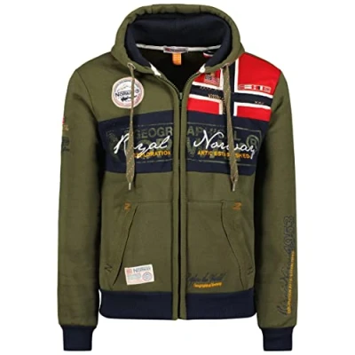 Imagen de Geographical Norway Flyer Men Sudadera Con Cremlera Para Hombres Pullover Logotipo Manga Larga Ciente Rego Ide Temporada Primavera Verano Otoño Invierno (Caqui XL)
