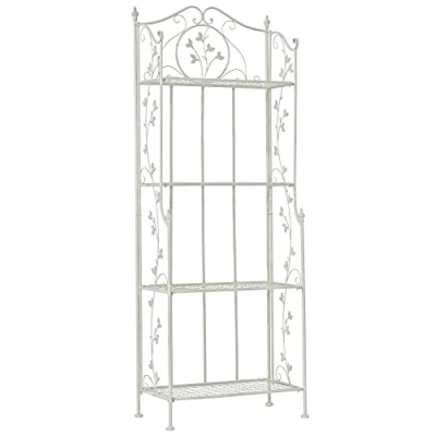 Imagen de Estantería De Hierro Plegable Arona I Decorativa con Estantes Plegables Multiusos 4 Niveles Color:, Color:Blanco Envejecido