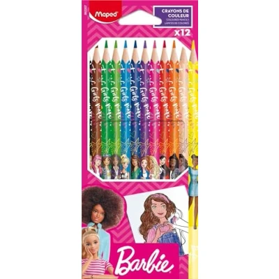 Imagen de Maped Lapices de Grafito para Niños Lápices Barbie X12 Colores Vibrantes y Duraderos Colorear, Estuche Ideal Material Escolar