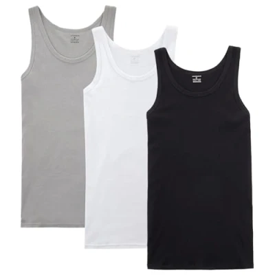 Imagen de NUOZA Camiseta de Tirantes para Hombre Pack 3 Algodón 100% Interior Negro Blanco Gris,5XL