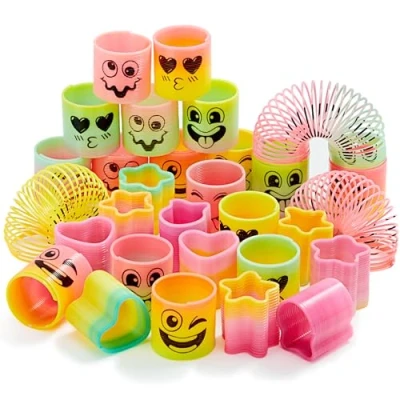 Imagen de JOYIN 30 piezas de regalo fiesta arco iris primavera, mini juguete resorte bobina plástico, resortes estrés a granel para premios carnaval, cumpleaños, rellenos bolsas