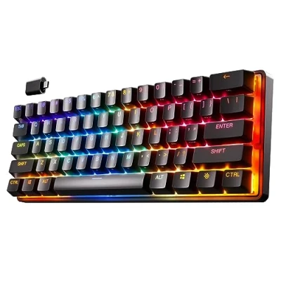 Imagen de SteelSeries Apex Pro Mini Wireless Teclado gaming HyperMagnetic El más rápido del mundo Factor de forma compacto 60 % Teclas PBT Bluetooth 2,4 GHz USB C alemana (QWERTZ)