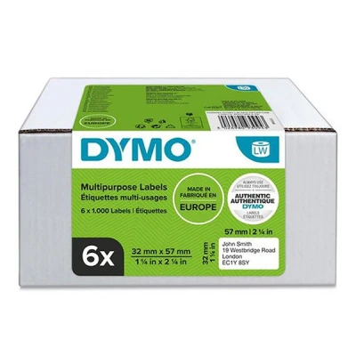 Imagen de DYMO LW etiquetas de dirección multiusos auténticas 32 mm נ57 6 rollos 1000 con reverso fácil retirar (6000 unidades) autoadhesivas para etiquetadoras LabelWriter