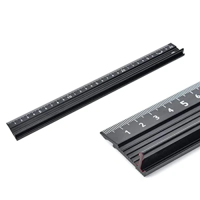 Imagen de Regla de corte aluminio agarre elevado 300 mm seguridad para manualidades metal medición longitud (negro)