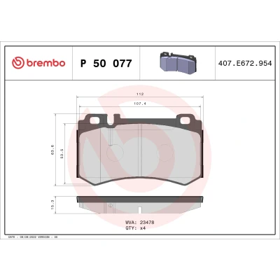 Imagen de BREMBO P 50 077 Juego de pastillas freno preparado para indicador desgaste sin accesorios MERCEDES BENZ: SL Cabrio, CLK Coupé, Clase S Berlina