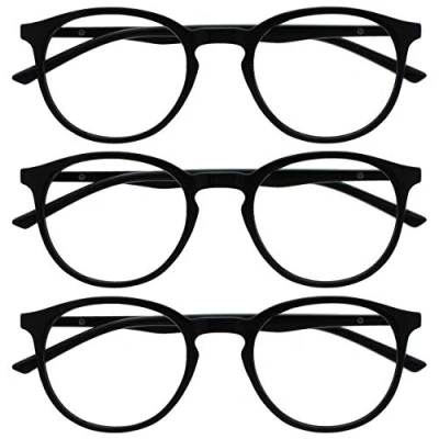 Imagen de OPULIZE Met Gafas de Lectura con Bloqueo Luz Azul Pack 3 Montura Redonda Negra Resistente a Arañazos Bisagras Muelle Ordenador Gaming Antirreflejante Hombre Mujer BBB60 1 +1.50