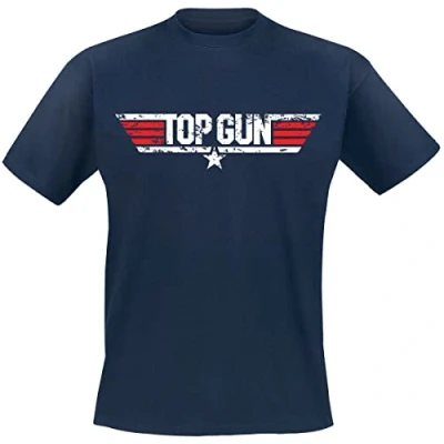 Imagen de Top Gun Distressed Logo Hombre Camiseta Azul Marino XL 100% algodón Regular