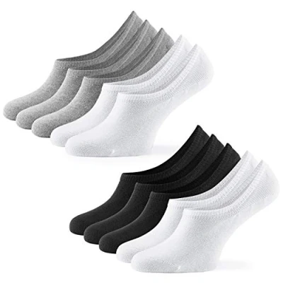 Imagen de Mat &amp; Vic’s Calcetines Cortos par Hombre y Mujer Invisibles Respirable tobilleros Algodón Antideslizantes,Certificado Oeko Tex 100 (10 pares, negro blanco gris, UK 6 8.5 / EU 39 42)