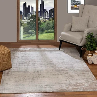 Imagen de Surya Bratislava Alfombra Salon Grande Estilo Moderno Habitacion Cocina Lavable Lavadora de Tejido Plano Grande, 160x213cm, Color Gris Claro, Crema, Azul, Antracita