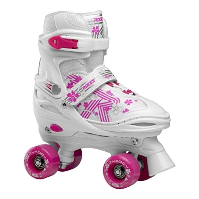 Imagen de Roces Girls Quaddy 3.0 Girl Patines de Ruedas Ajustables para niños, Color Blanco y Rosa, 38/41