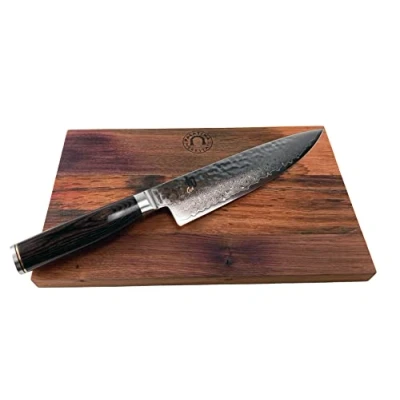 Imagen de Cuchillo Kai Shun Tim Mälzer Serie de chef Premier TDM 1706 japonés ultraafilado + tabla cortar hecha a mano 100% madera barril 30 x 18 cm