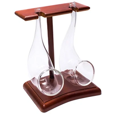 Imagen de Vinology Copas de brandy Tubo toma Set con soporte pantalla madera 75 ml pack 2