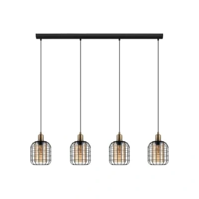 Imagen de EGLO Lámpara colgante Chisle, negro/ámbar, 4 luces