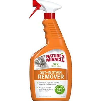 Imagen de Nature&#039;s Miracle Set In Stain Remover Gato, centra las manchas y los olores persistentes, aroma a naranja fresco, 709 ml