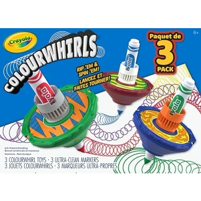 Imagen de CRAYOLA ColourWhirls, la peonza de Colores, Juego con 3 peonzas, Colores Surtidos, desafíos para Familia y Amigos, Regalo Creativo niños, a Partir 6 años, 74 7647