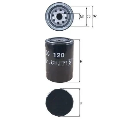 Imagen de MAHLE ORIGINAL OC 120 Filtro de aceite con válvula bloqueo retorno enroscable TOYOTA: HIACE 2 Wagon, HILUX 5 Pick up, Kasten