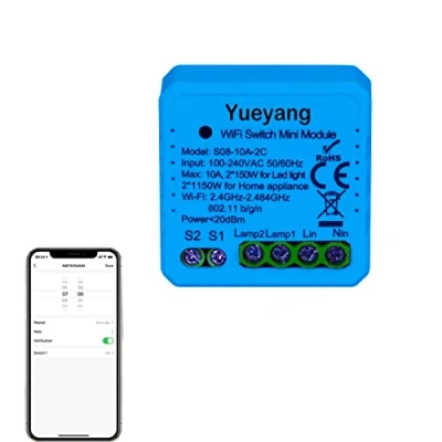Imagen de Yueyang Interruptor inteligente Light Switch DIY Módulo,Smart Life/Tuya App wifi Control remoto, inalámbrico, temporizador inteligente, funciona con Alexa Echo Google Home 2 Gang Way