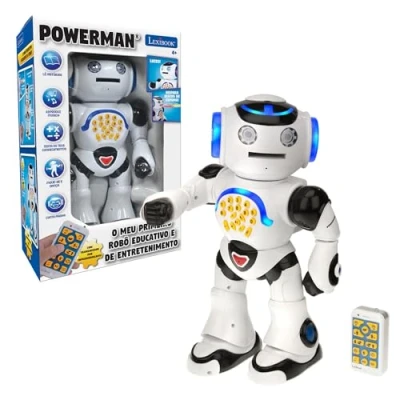 Imagen de Lexibook, Powerman, Robot Educativo Jugar y Aprender, Efectos Luminosos sonoros, Blanco, Português, ROB50PT