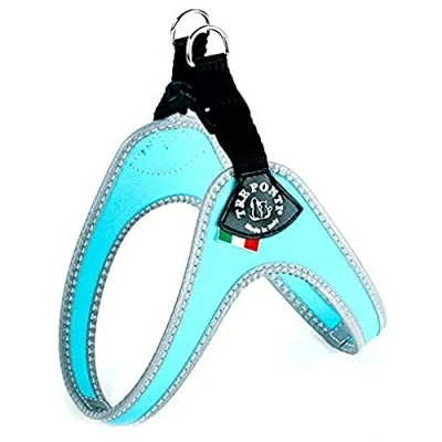 Imagen de tre Ponti Fibbia Arnés de Malla para Perro pequeño, 4 cm, Color Azul Claro