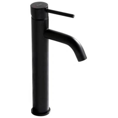 Imagen de Rea LUNGO Grifo de LAVABO ALTO NEGRO monomando para baño latón lavado a mano ajustable en frío y caliente (negro)