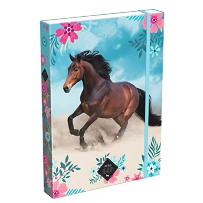 Imagen de Theonoi Bonito diseño de Caballos Laminado dosificador Documentos con Goma elástica para niños, DIN A4 (Caballo 02)