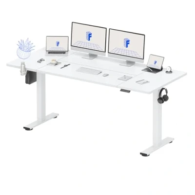 Imagen de FLEXISPOT Escritorio Eléctrico Ajustable en Altura 180 x 80 cm Control Manual con Memoria Standing Desk para Computadora de pie Oficina y hogar (Blanco)