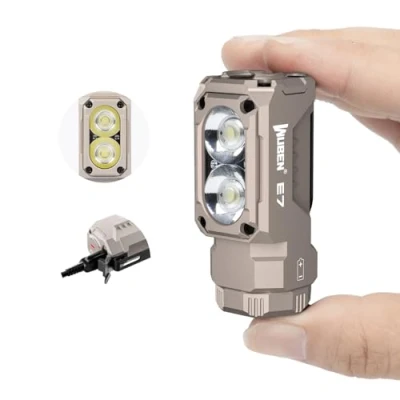 Imagen de WUBEN E7 1800 lúmenes caqui recargable mini linterna con imán Super brillante 6 modos EDC tipo C LED IP68 frontal rescate camping