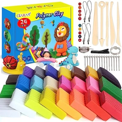 Imagen de CiaraQ Arcilla Polimérica, 24 Colores Horno Modelo DIY Moldeado Suave Artesanal con Herramientas de Modelado y Accesorios Mejor Regalo para Ni?os