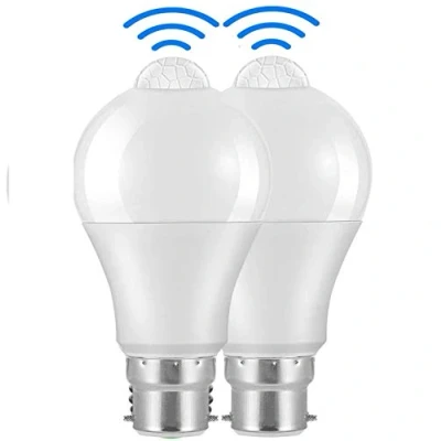 Imagen de Powstro Bombillas LED de movimiento inteligente Bombilla B22 PIR con sensor luz 12 W, blanco frío, 6000 K, lámpara nocturna encendido/apagado automático para escaleras, garaje, pasillo, patio,