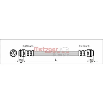 Imagen de METZGER 4114798 Latiguillos de Freno interior 146 F10 x 1 SEAT: Leon I Hatchback, Ibiza 3, 2, VOLKSWAGEN: Golf 4, Polo IV Hatchback