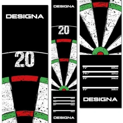 Imagen de Designa Darts MAT43 Alfombra Antideslizante para Dardos, Doble Parte Superior, 290 cm x 60