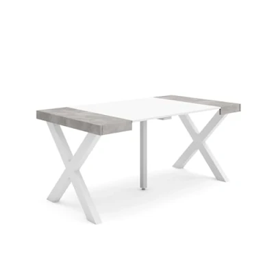 Imagen de Skraut Home Mesa Consola Extensible Comedor Plegable 160 para 8 comensales Patas Madera Maciza Estilo Moderno Blanco y Cemento