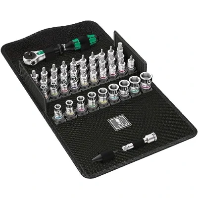 Imagen de Wera 05003755001 8100 SA All in Juego de carraca Zyklop Speed, Negro, Cromo, Verde, 1/4&quot;