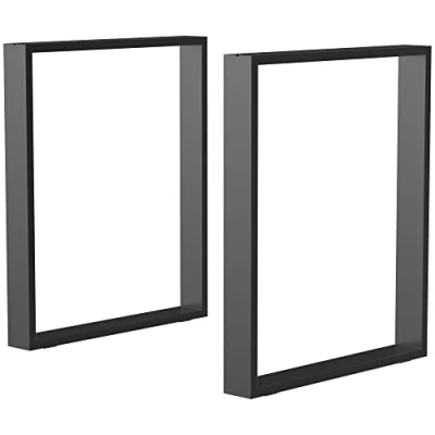 Imagen de HOMCOM Juego de 2 Patas Mesa Acero 60x72 cm Rectangular para Muebles Bricolaje Estilo Industrial con Tornillos y Protectores Suelo Negro