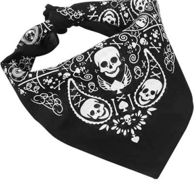 Imagen de Bandana con Diseño de calavera,Pañuelo Mujer Bandanas Cabeza Pañuelo Hombre Negro Bufanda Doble Faz para la Calaveras Blancas Cumpleaños Halloween