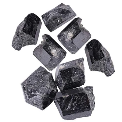 Imagen de Piedras de turmalina negras en bruto bruto, piedra curación mineral cristal cuarzo negro natural para la fabricación joyas o decoración del hogar