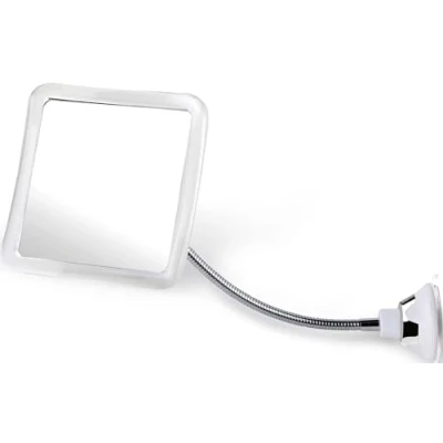 Imagen de Mirrorvana Espejo de Ducha Flexible sin Niebla para afeitarse con Cuello Cisne Ajustable en Altura, Giro 360 y succión Mejorada, Superficie inastillable 16 cm x