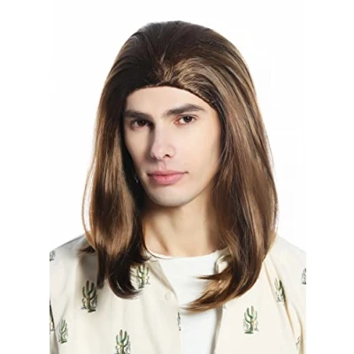 Imagen de WIG ME UP CW 047 HT0928 Peluca mujeres hombres carnaval pelo castaño claro liso medio largo gigoló guapetón