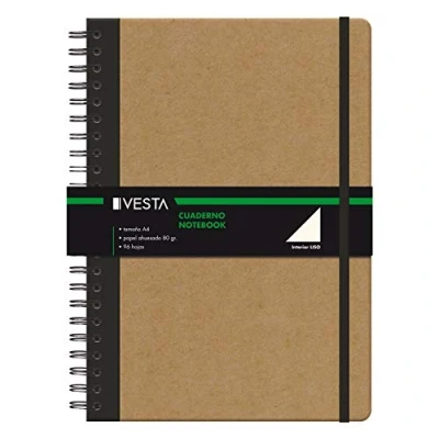Imagen de Dohe Cuaderno A4 Liso Vesta Nature con Anillas (21x29,7 cm) 96 Páginas de 80 g/m² Material oficina