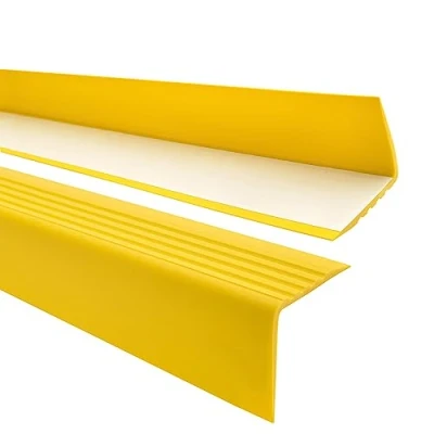 Imagen de perfil de borde escalera antideslizante plástico PVC, ángulo autoadhesivo, dimensiones: 50 x mm; color: amarillo; longitud: 150 cm