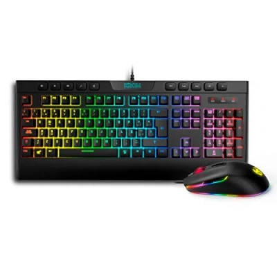 Imagen de Krom KALYOS NXKROMKLYSSP Combo Gaming Teclado + Raton membrada RGB retroiluminado, con sensor optico 6400 DPI LED 6 colores, layout español, negro