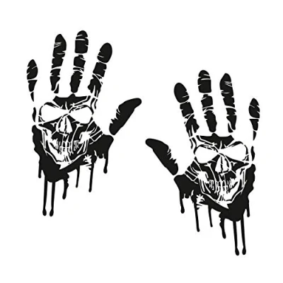 Imagen de Finest Folia 2 Manos ensangrentadas Cada una de 22cm rastros Sangre Pegatina Coche Horror Halloween Sticker (K014 Skull Negro)