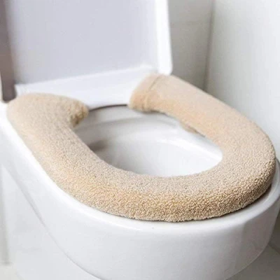 Imagen de Baffect Funda de Asiento Inodoro Gruesa Almohadillas cojín antibacterianas Lujo para inodoros cálidos Fundas cálido Alfombrilla súper (Beige)