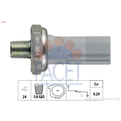 Imagen de FACET 7.0187 Sensor de Presión Aceite 1/8 GAS Made in Italy OE Equivalent MITSUBISHI: COLT 6, SMART: Fortwo II Coupé, Forfour I