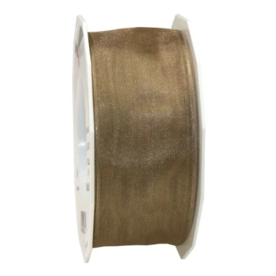 Imagen de C.E. Pattberg Präsent 4 Seasons Rollo de lazo con alambre metálico (organza, 40 mm x 25 m), color marrón